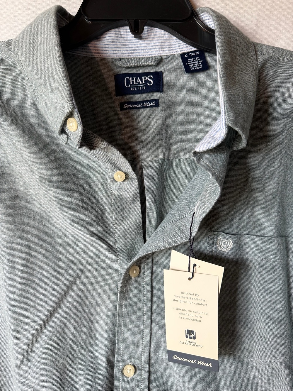 Chaps Men’s Button-Down Shirt in Heathered Sage Green